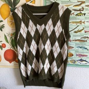 Green argyle sweater vest